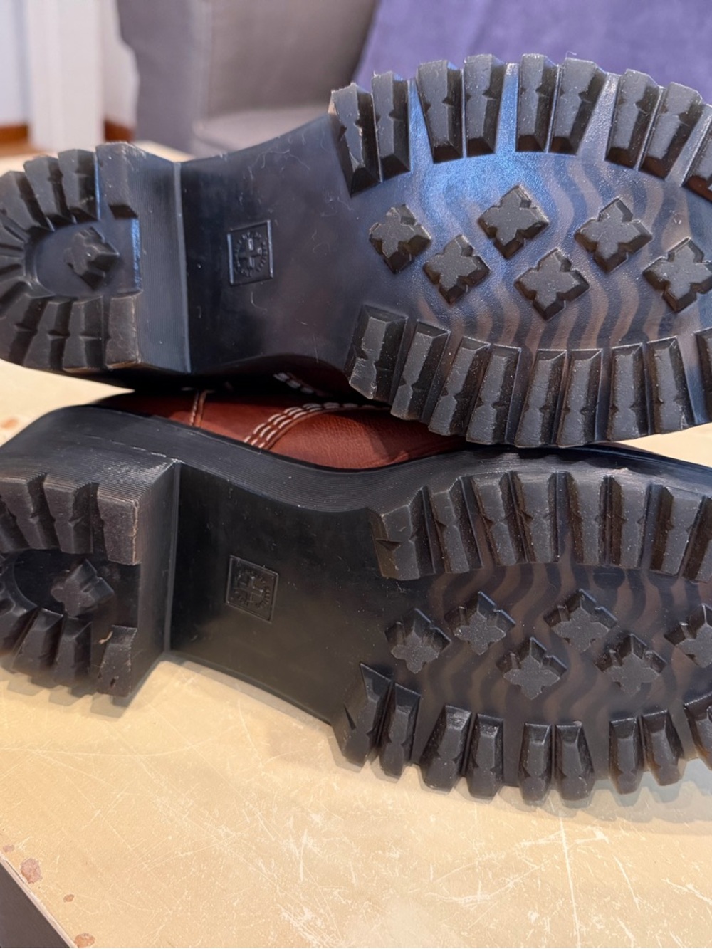 Dr. Martens Brown Leather Lace-Up Platform Combat Boots - Picture 7 of 8